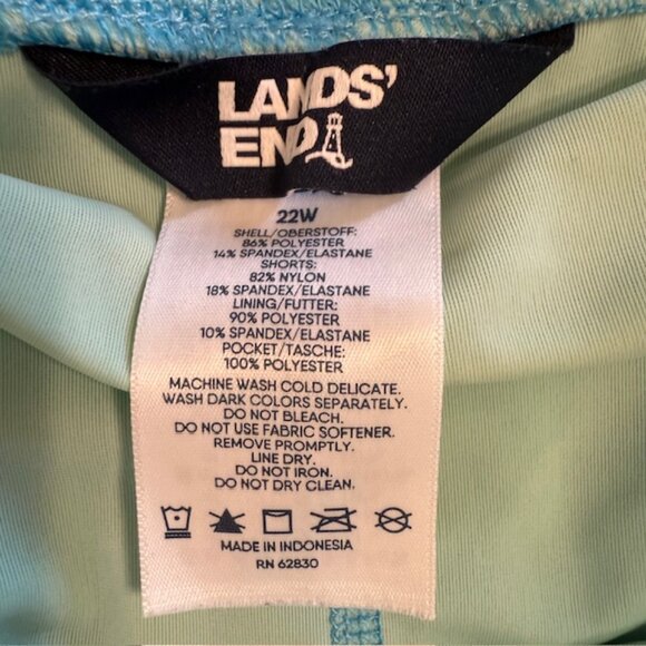 Lands' End Women's Quick Dry Board Skort Swim Skirt Blue Color Block Size 22W - Picture 2 of 10